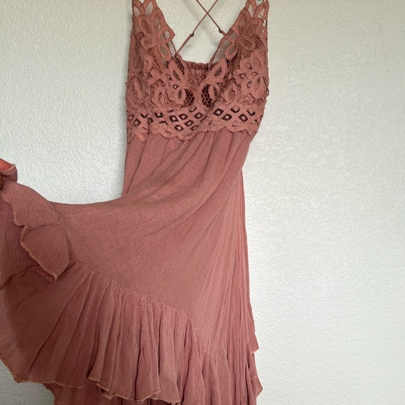 Free People Adella Lace Mini Dress size Large Pink - Picture 13 of 16